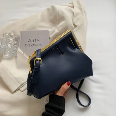 Fashion PU Leather Crossbody Bag with Geometric Flap and Buckle Design
