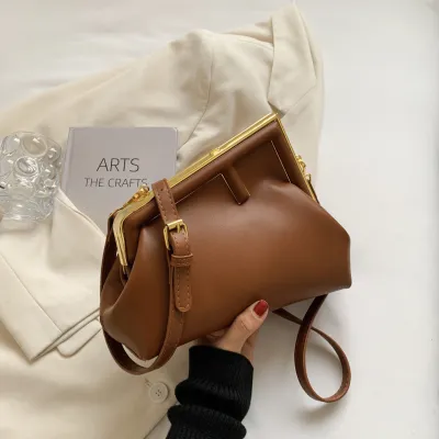 Fashion PU Leather Crossbody Bag with Geometric Flap and Buckle Design