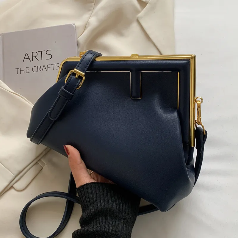 Fashion PU Leather Crossbody Bag with Geometric Flap and Buckle Design