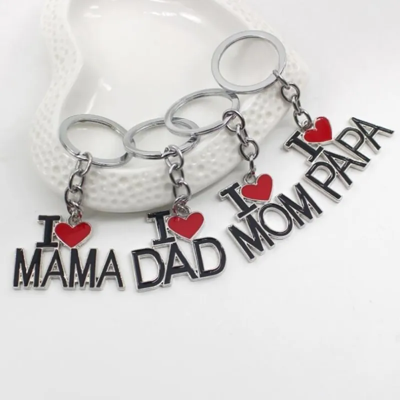 Classic Father's Day and Mother's Day Letter Shaped Keychain Silver Unisex