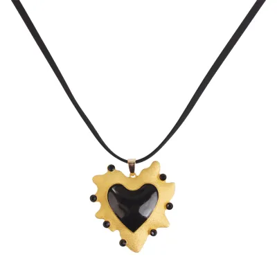 Women Trendy Big Heart Shaped Pendant Necklace with Zinc Alloy and Resin