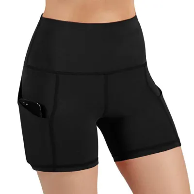 Women High Waist Pocket Biker Shorts for Yoga Sports