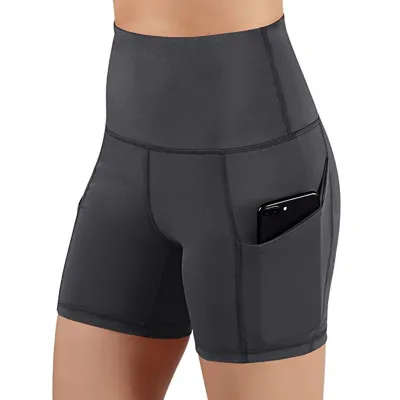 Women High Waist Pocket Biker Shorts for Yoga Sports