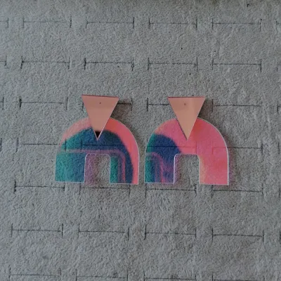 Women Chic Geometric Laser Color Acrylic Dangle Earrings