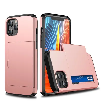 Suitable For IPhone And Samsung Card Slot Push Cover Design Solid Color Phone Case