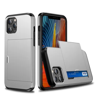 Suitable For IPhone And Samsung Card Slot Push Cover Design Solid Color Phone Case