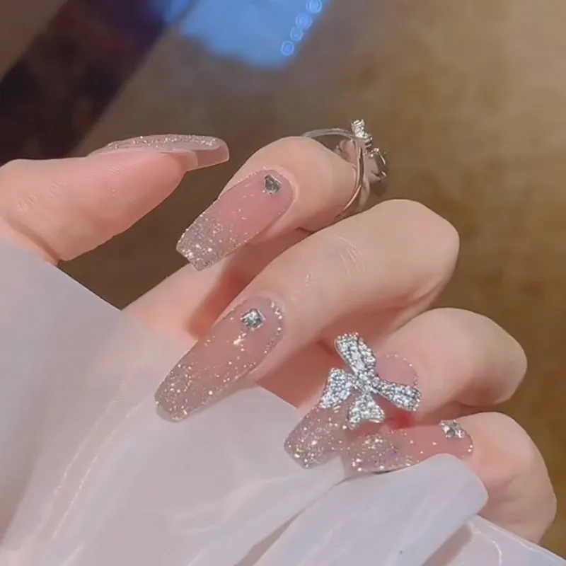 Fairy Long Wearing Broken Diamond Butterfly False Nails