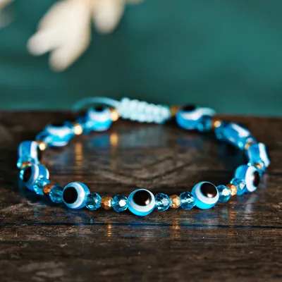 Unisex Classic Evil Eye Design Beads Strand Bracelet