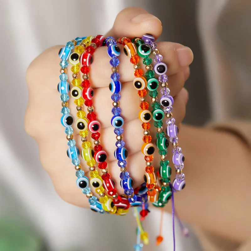 Unisex Classic Evil Eye Design Beads Strand Bracelet