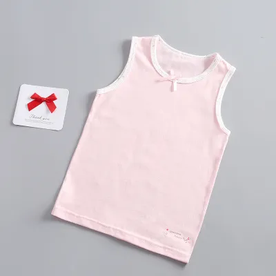 Kids Girls Soft Cotton Floral Sleeveless Vest Crew Neck Basic Comfortable