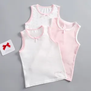 Kids Girls Soft Cotton Floral Sleeveless Vest Crew Neck Basic Comfortable