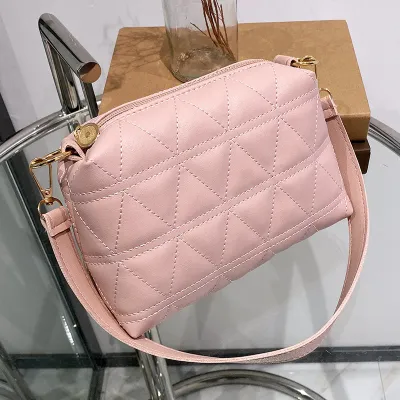 Women Basic Casual Rhombus Stitching Design Solid Color PU Crossbody Bag