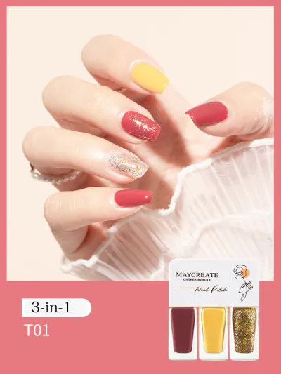 3 Colors/Set Tearable Nail Polish Without Lamp Free Baking Quick Drying Non-Fading Glitter Sequin Uv Varnish