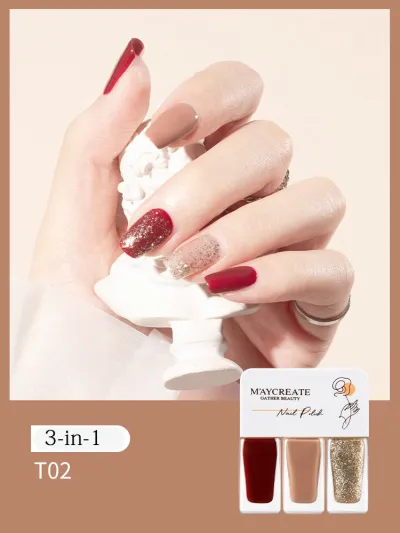 3 Colors/Set Tearable Nail Polish Without Lamp Free Baking Quick Drying Non-Fading Glitter Sequin Uv Varnish
