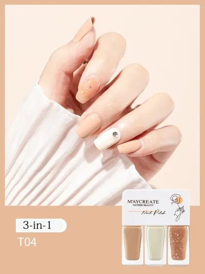3 Colors/Set Tearable Nail Polish Without Lamp Free Baking Quick Drying Non-Fading Glitter Sequin Uv Varnish