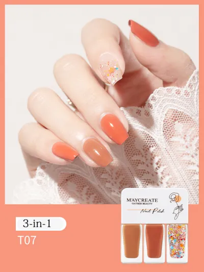 3 Colors/Set Tearable Nail Polish Without Lamp Free Baking Quick Drying Non-Fading Glitter Sequin Uv Varnish