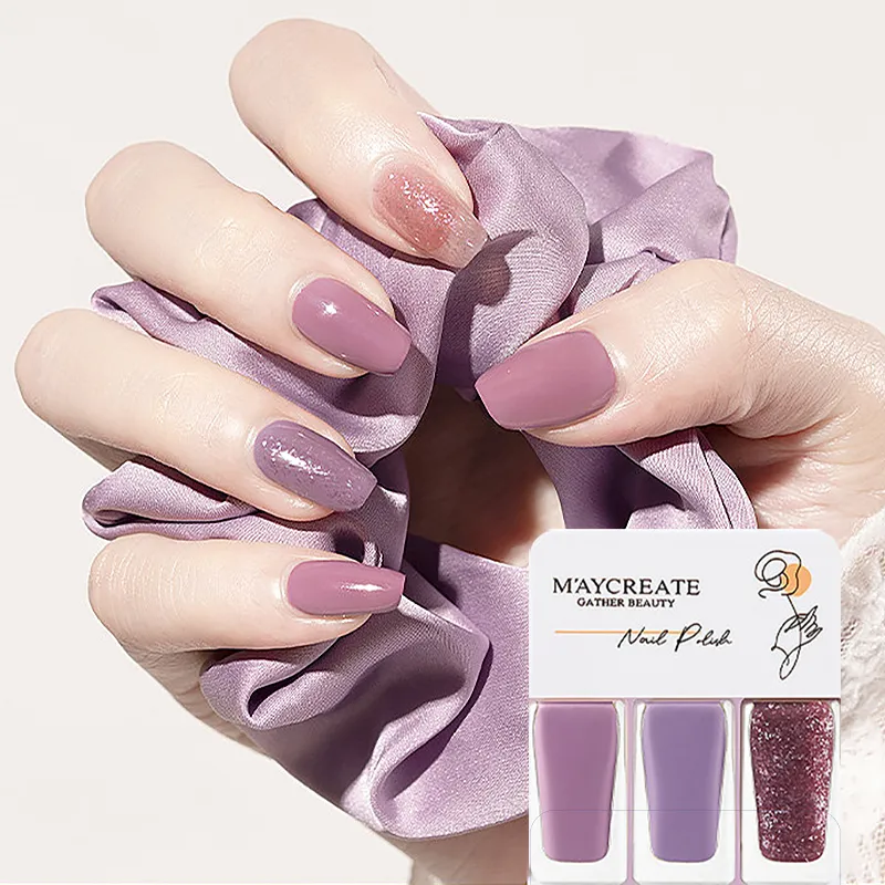 3 Colors/Set Tearable Nail Polish Without Lamp Free Baking Quick Drying Non-Fading Glitter Sequin Uv Varnish