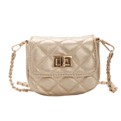 Kids Girls Simple Solid Color PU Crossbody Messenger Bag