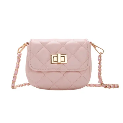 Kids Girls Simple Solid Color PU Crossbody Messenger Bag