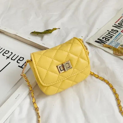 Kids Girls Simple Solid Color PU Crossbody Messenger Bag