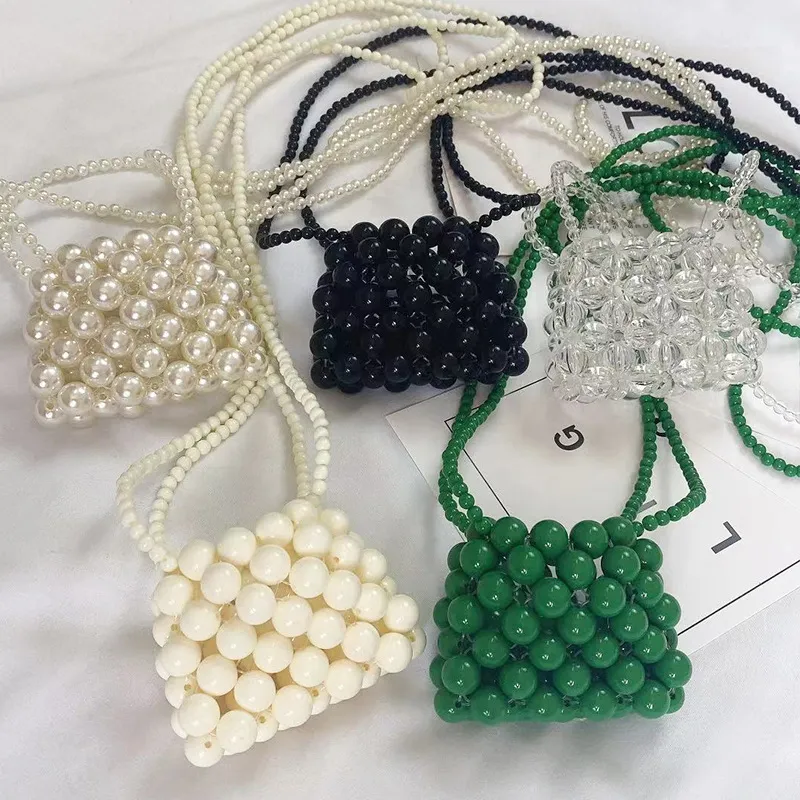 Kids Girls Simple Solid Color Mini Purse Candy Color Bead Crossbody Bag