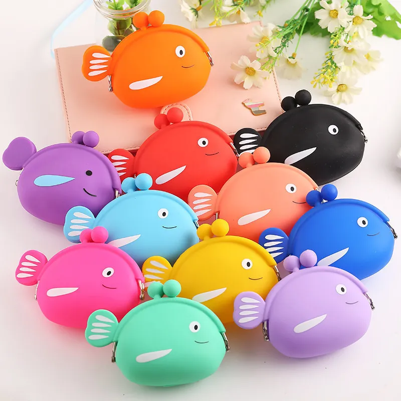 Kids Cartoon Animal Fish Shaped Soft Silicone Coin Purse Unisex Chinese Style