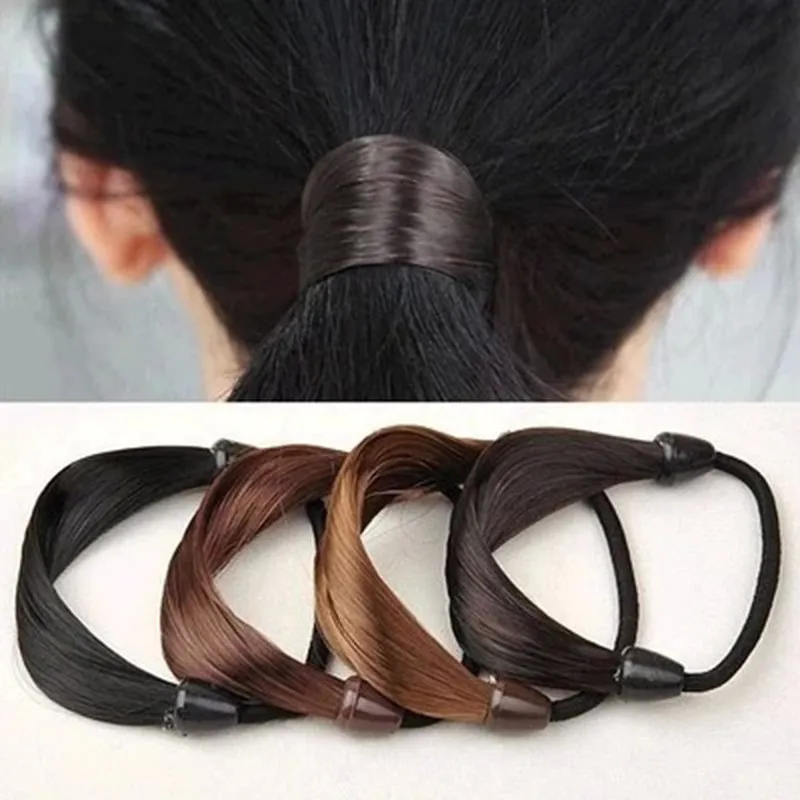 Women Chic Artificial Wig Braided Elastic Hair Tie Band