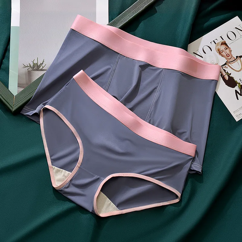 Wholesale Gentle.Bear Fashion Hot Couple Underwear Ice Silk Panties Sexy  Underpants Women Briefs Men Boxer Shorts
