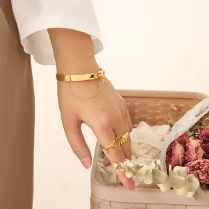 Unisex Classic Chain Buckle Design Stainless Steel Bangle