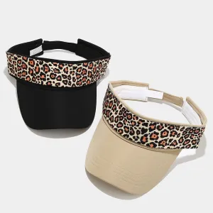 Women Summer Casual Leopard Print Empty Top Sun Hat
