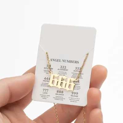 Women Classic Lucky Number Stainless Steel Pendant Necklace
