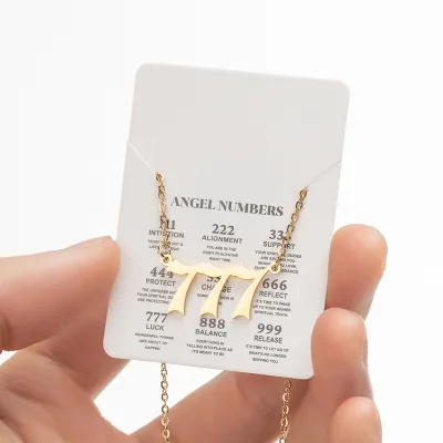 Women Classic Lucky Number Stainless Steel Pendant Necklace