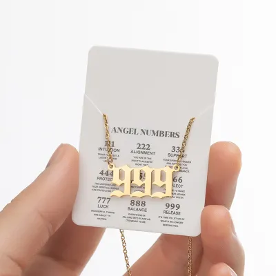 Women Classic Lucky Number Stainless Steel Pendant Necklace