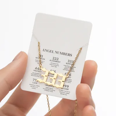 Women Classic Lucky Number Stainless Steel Pendant Necklace