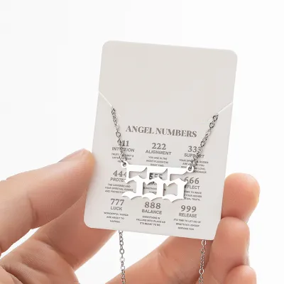 Women Classic Lucky Number Stainless Steel Pendant Necklace