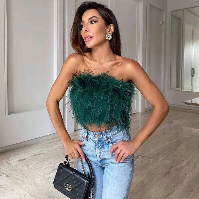 Summer Women Sexy Creative Solid Color Crop Tube Top