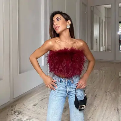 Summer Women Sexy Creative Solid Color Crop Tube Top