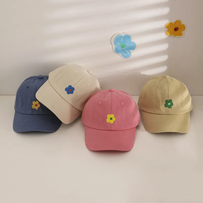 Kids Casual Flower Embroidery Sun Shade Baseball Cap