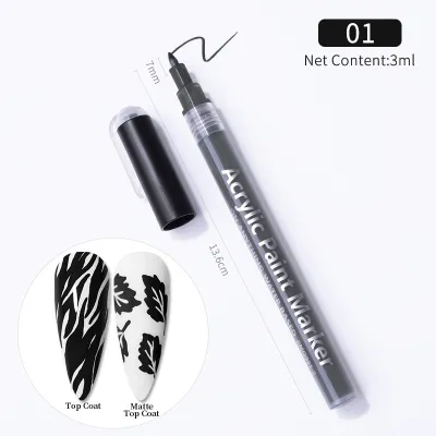 Nail Art Painting Pen Depicting Nail Point Flower Pen Hook Line Pen One-Step Glue Three-In-One Nail Polish Glue Pen Easy To Color