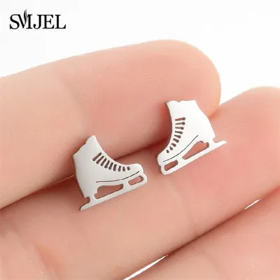 Creative Sporty Baseball Football Shaped Stainless Steel Stud Earrings
