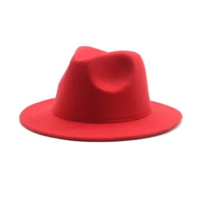 Kids Casual Solid Color Imitation Woolen Wide-Brimmed Jazz Flat-brimmed Felt Hat