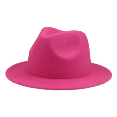 Kids Casual Solid Color Imitation Woolen Wide-Brimmed Jazz Flat-brimmed Felt Hat