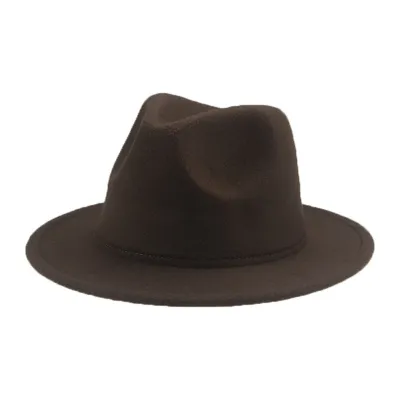 Kids Casual Solid Color Imitation Woolen Wide-Brimmed Jazz Flat-brimmed Felt Hat