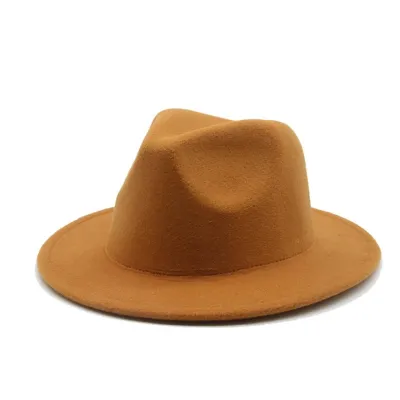 Kids Casual Solid Color Imitation Woolen Wide-Brimmed Jazz Flat-brimmed Felt Hat