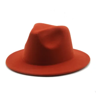 Kids Casual Solid Color Imitation Woolen Wide-Brimmed Jazz Flat-brimmed Felt Hat