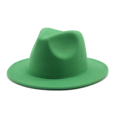 Kids Casual Solid Color Imitation Woolen Wide-Brimmed Jazz Flat-brimmed Felt Hat