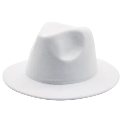 Kids Casual Solid Color Imitation Woolen Wide-Brimmed Jazz Flat-brimmed Felt Hat