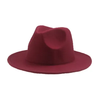 Kids Casual Solid Color Imitation Woolen Wide-Brimmed Jazz Flat-brimmed Felt Hat