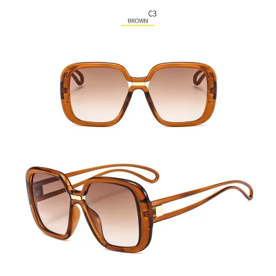 Unisex Retro Oversized Square Frame Gradient Lens Sunglasses