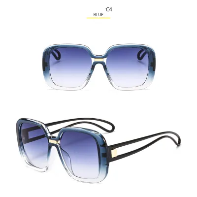 Unisex Retro Oversized Square Frame Gradient Lens Sunglasses